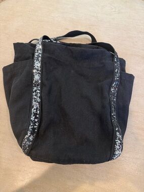 GAP Black Canvas Tote with Silver Sequin Trim
